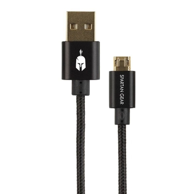 Spartan Gear Double Sided USB Black Кабел за зареждане и връзка USB-A / microUSB