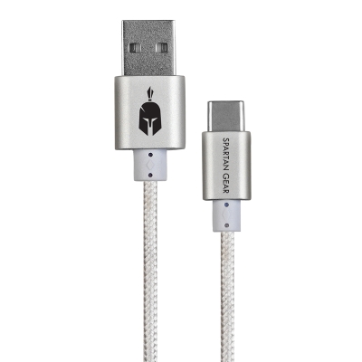 Spartan Gear Double Sided USB White Кабел за зареждане и връзка USB-A / USB-C