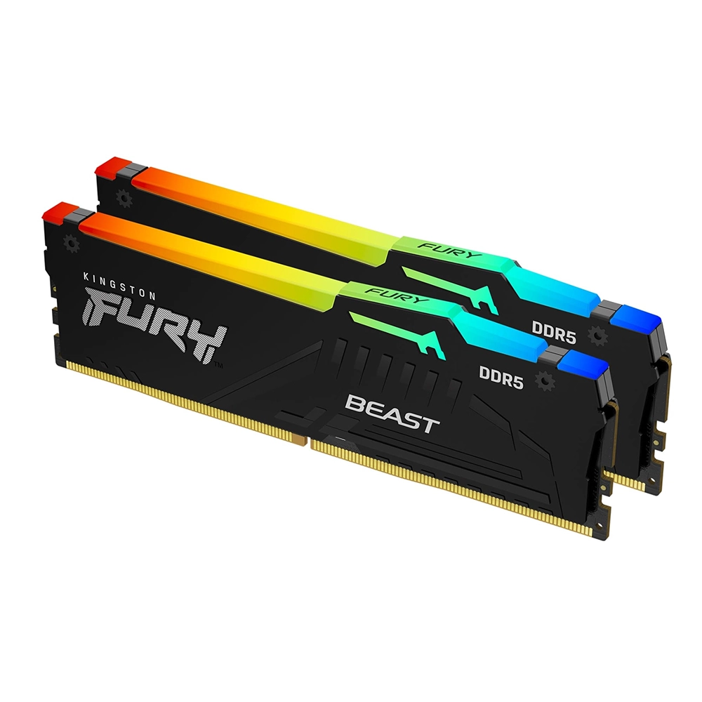 Kingston FURY Beast Black RGB 64GB (2x32), DDR5, 6400 MHz, CL32, AMD EXPO & Intel XMP Рам памет