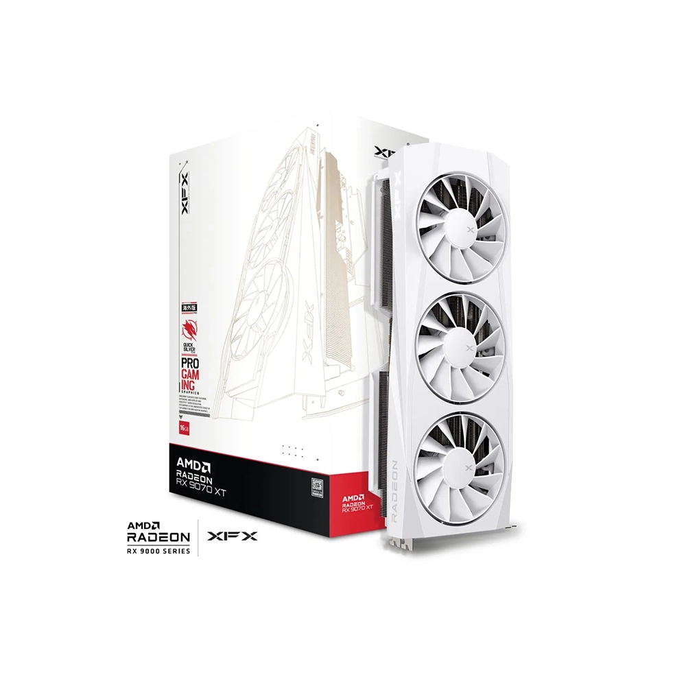 XFX Radeon RX 9070 XT Quicksilver White Gaming Edition, 16GB GDDR6 Видео карта