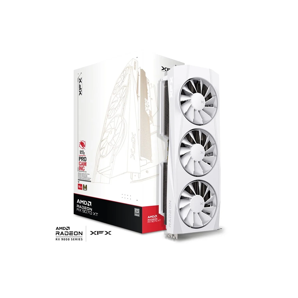XFX Radeon RX 9070 XT Quicksilver White Magnetic Air Edition, 16 GB GDDR6 Видео карта