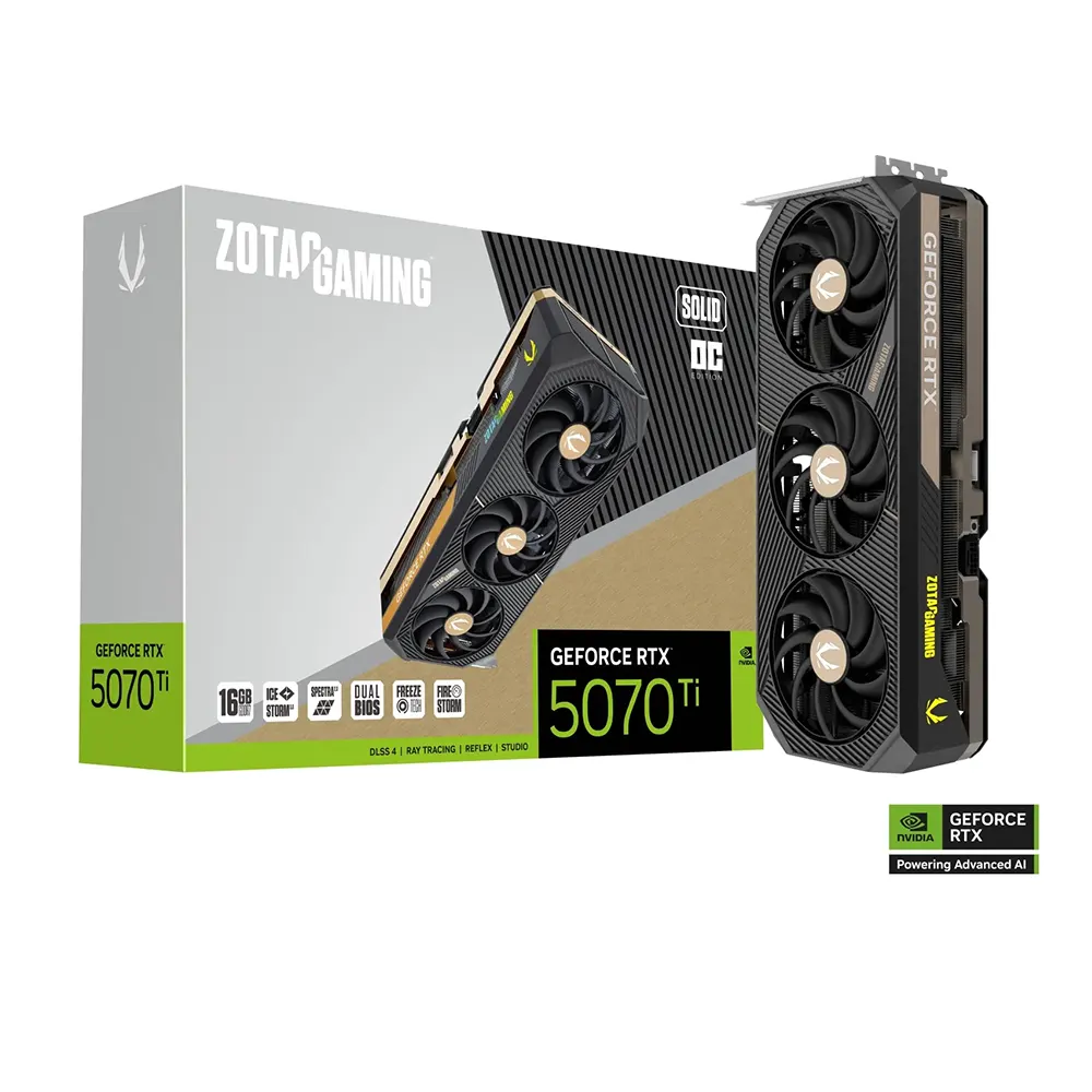 ZOTAC GAMING GeForce RTX 5070 Ti SOLID OC, 16GB GDDR7 Видео карта
