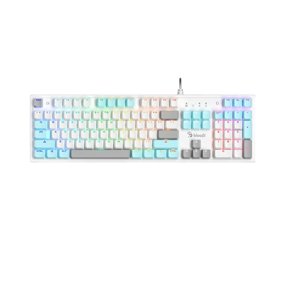 Bloody S510R White Геймърска механична клавиатура с BLMS Blue суичове
