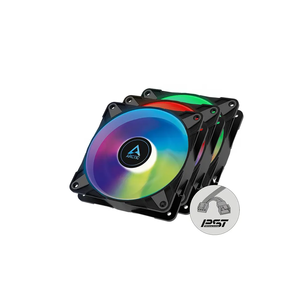 Arctic P12 PWM PST A-RGB 120mm ARGB Black Комплект вентилатори (3 броя)