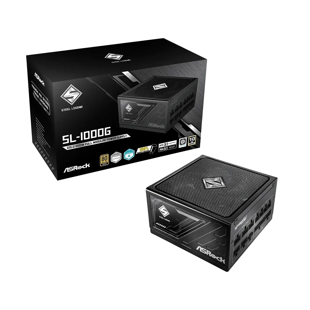 ASRock Steel Legend SL-1000G 1000W, 80 Plus Gold, Модулно, PCIe 5.1, ATX 3.1 Захранване за компютър