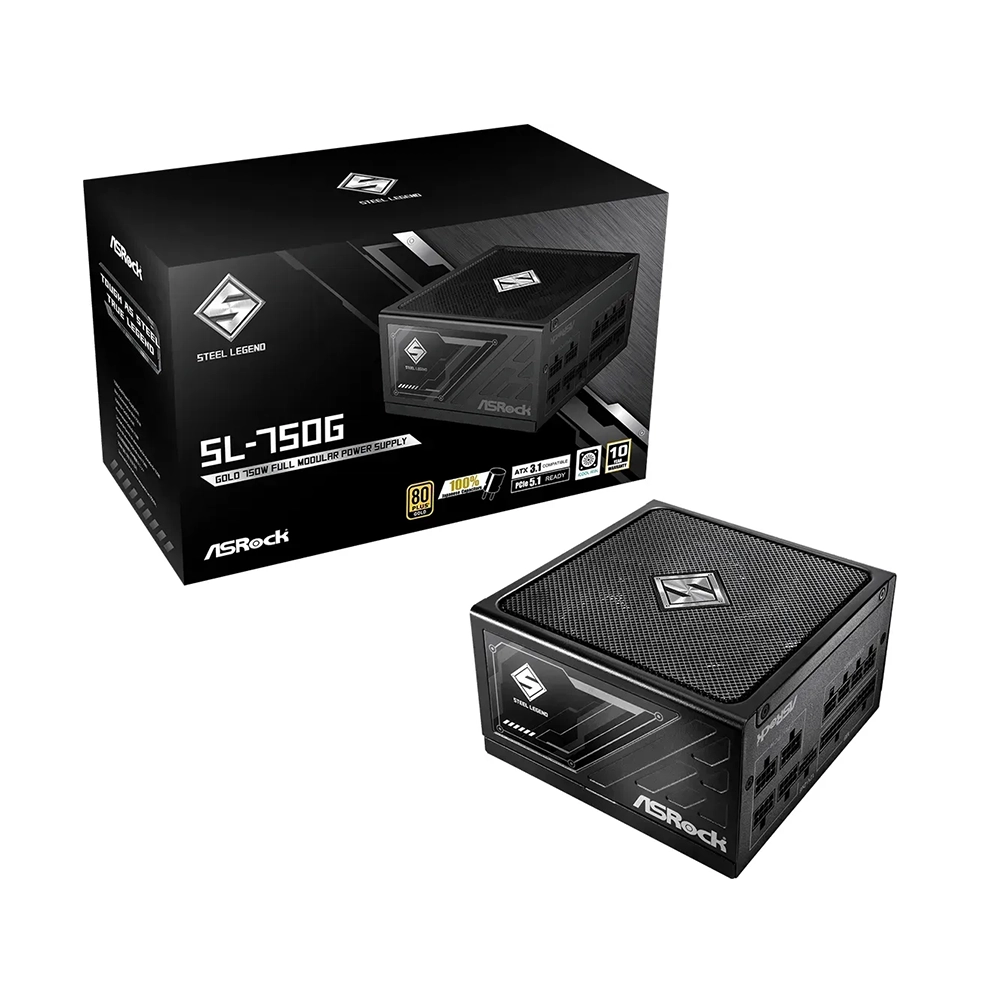 ASRock Steel Legend SL-750G 750W, 80 Plus Gold, Модулно, PCIe 5.1, ATX 3.1 Захранване за компютър
