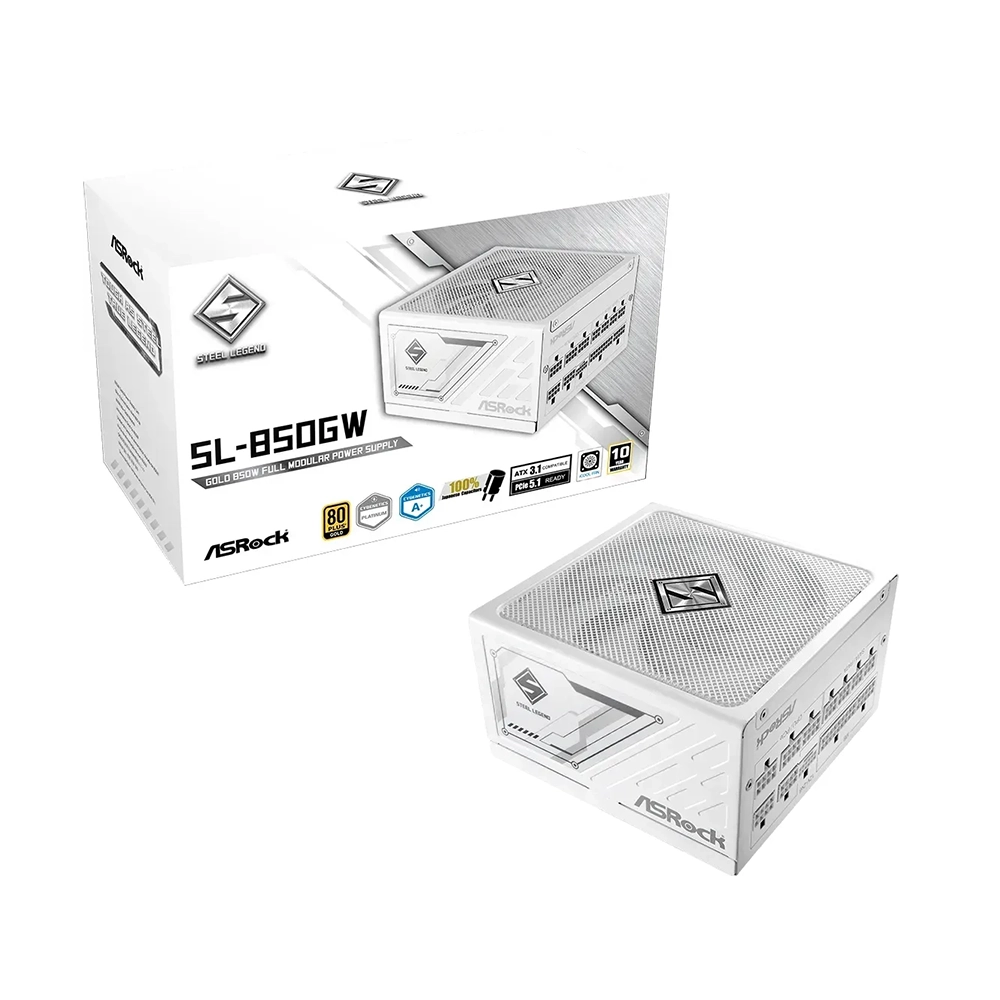 ASRock Steel Legend SL-850GW 850W, 80 Plus Gold, Модулно, PCIe 5.1, ATX 3.1 Захранване за компютър
