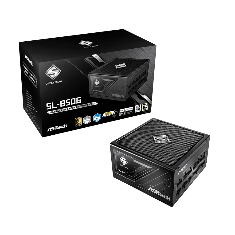 ASRock Steel Legend SL-850G 850W, 80 Plus Gold, Модулно, PCIe 5.1, ATX 3.1 Захранване за компютър