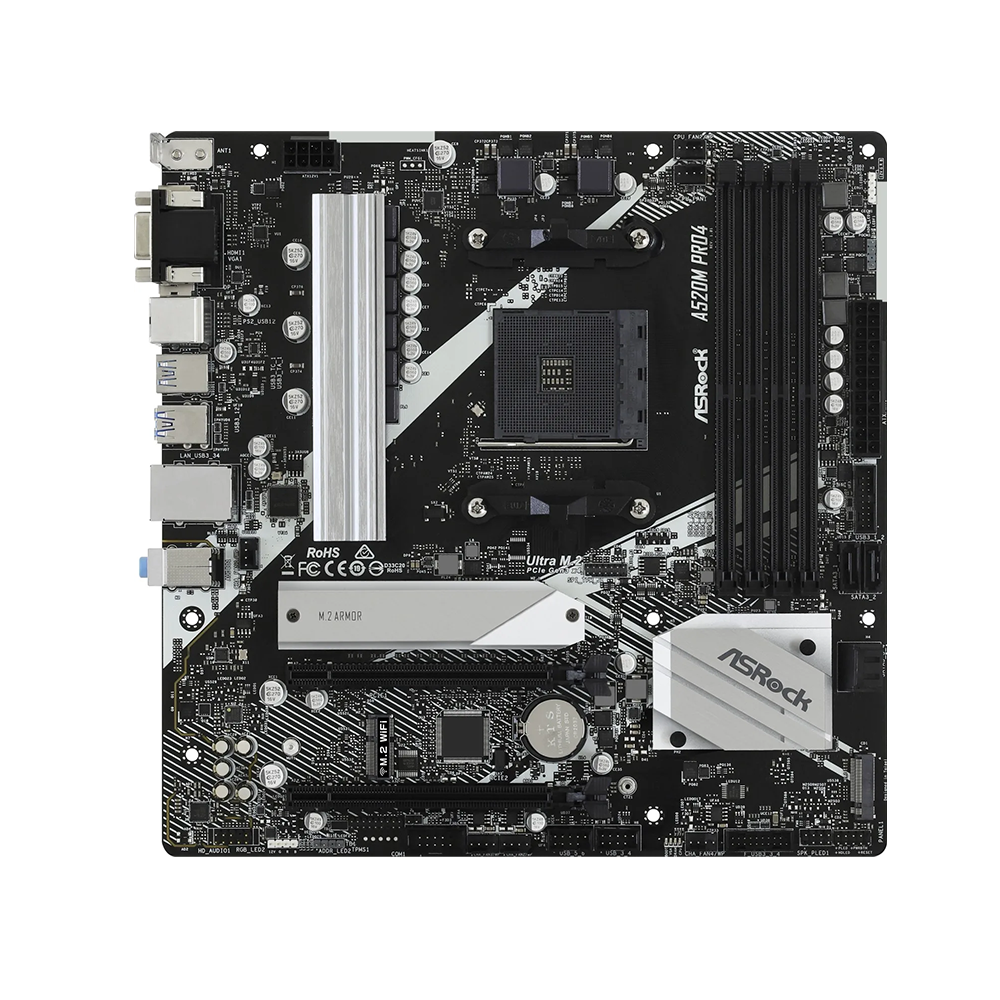 ASRock A520M Pro4, AM4, DDR4 Дънна платка