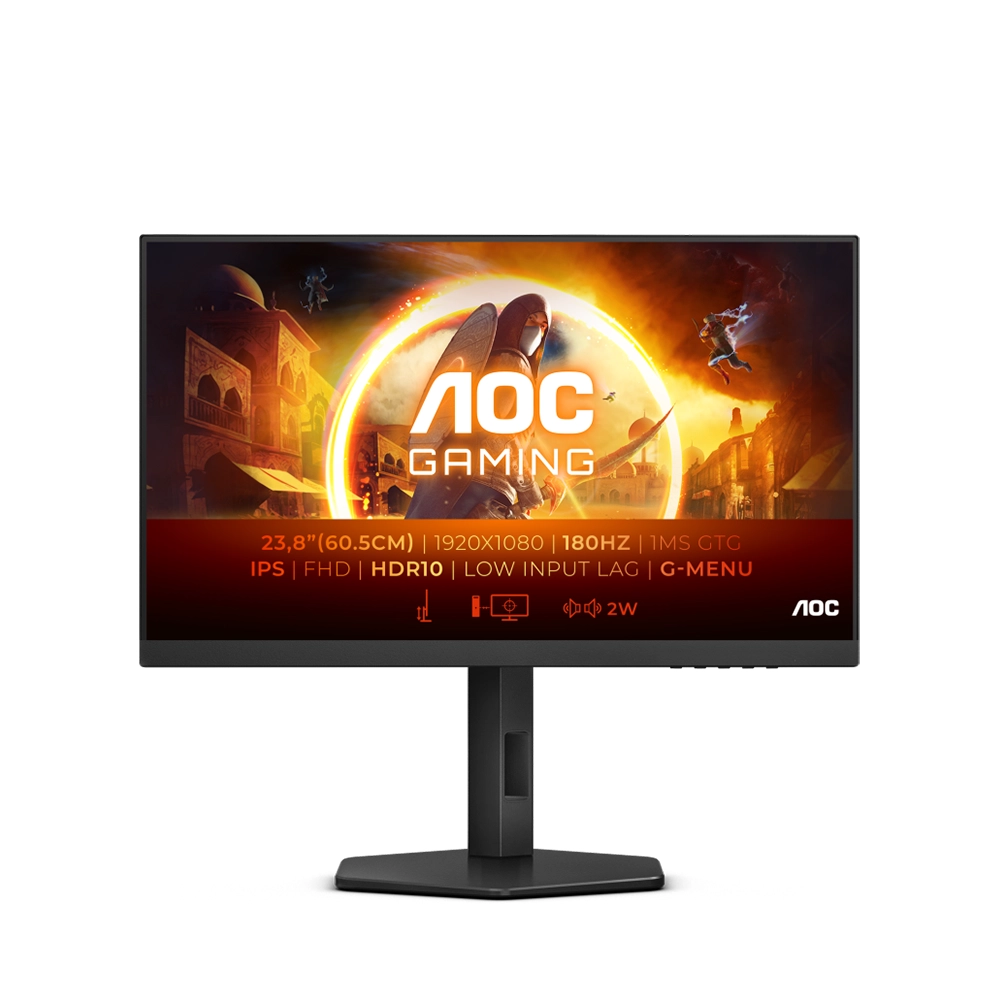 AOC 24G4X 23.8" IPS, 180Hz, 0.5ms, FHD (1920 x 1080), Adaptive sync, HDR10 Геймърски монитор