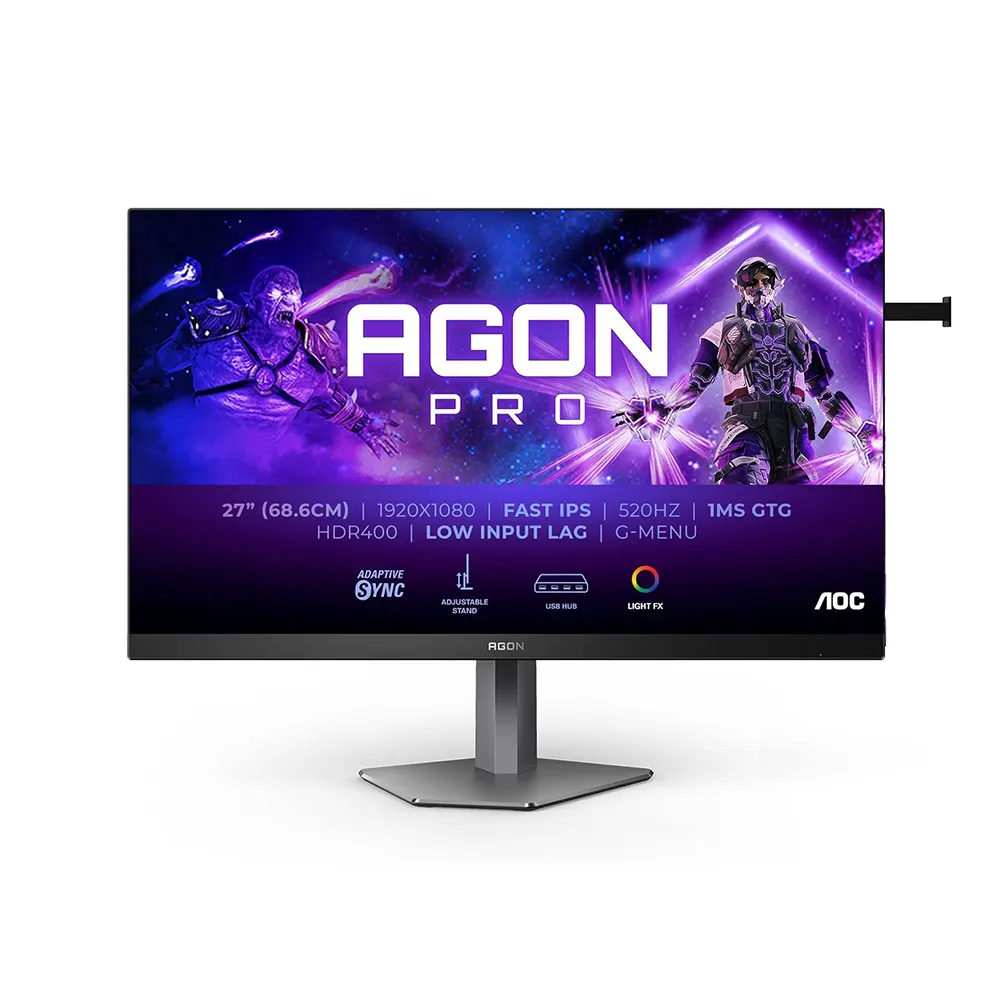 AOC AGON Pro AG276FK 27" IPS, 520Hz, 0.3ms, Full HD (1920 x 1080), Adaptive Sync, VESA DisplayHDR 400 Геймърски монитор