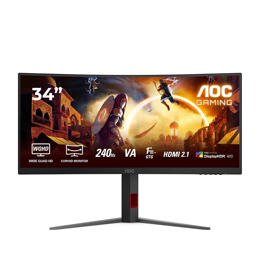 AOC CU34G4Z 34" VA, 240Hz, 1ms, UWQHD (3440 x 1440), Adaptive-Sync, VESA Certified DisplayHDR 400, 1500R Curved Извит геймърски монитор