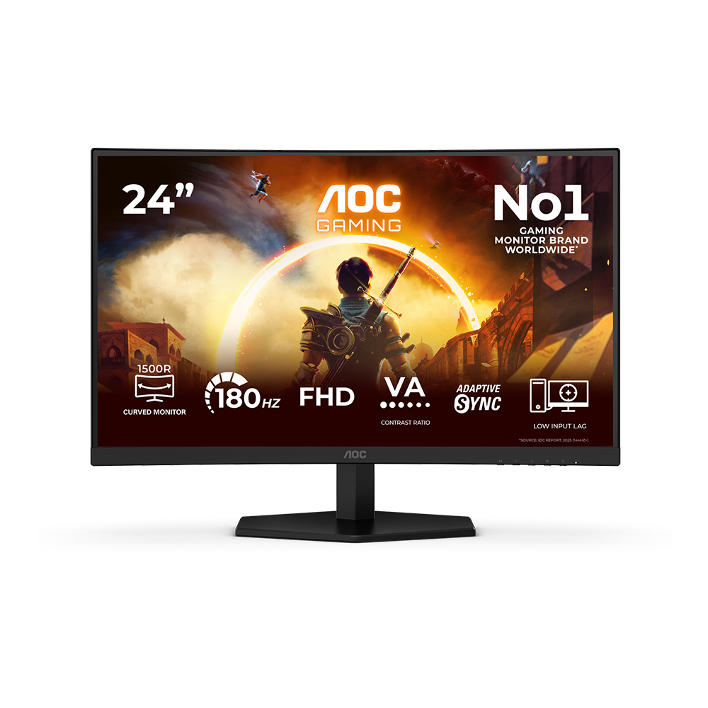 AOC Gaming C24G42FE 23.6" VA, 180Hz, 0.5ms, Full HD (1920 x 1080), Adaptive Sync, HDR10, 1500R Извит геймърски монитор
