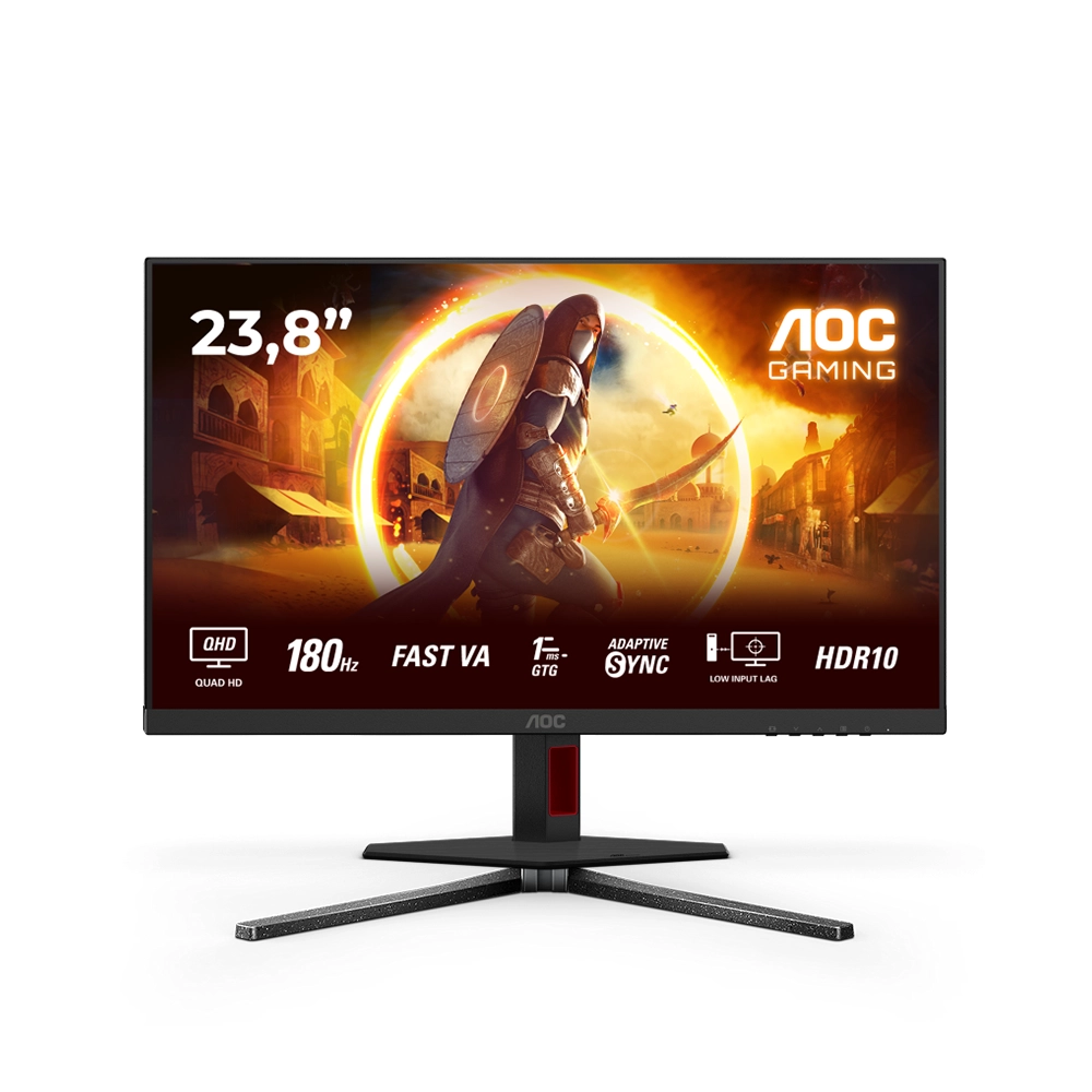 AOC Q24G4RE 24" VA, 180Hz, 1ms, QHD (2560 x 1440), Adaptive Sync, HDR10 Геймърски монитор