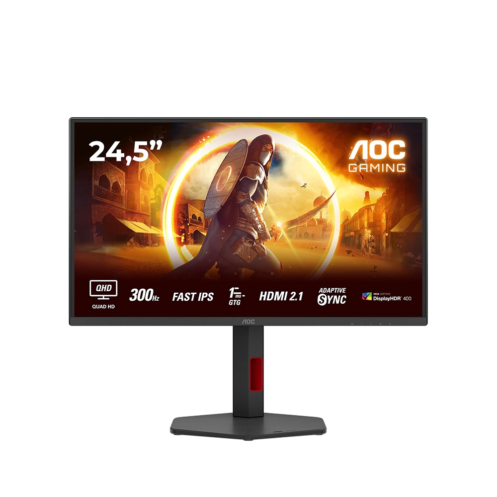 AOC Q25G4SR 24.5" IPS, 300Hz, 0.3ms, QHD (2560 x 1440), VESA DisplayHDR 400, Adaptive Sync Геймърски монитор