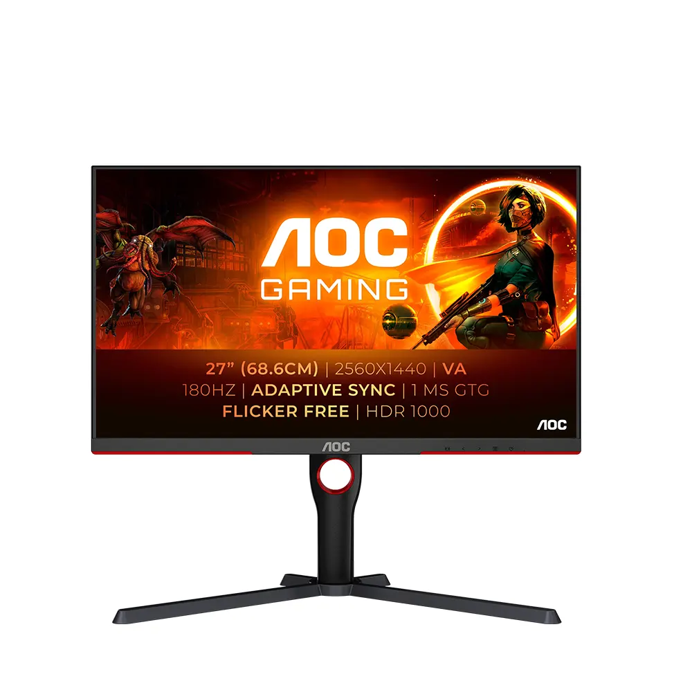 AOC Q27G3XMN 27 VA, 180Hz, 1ms, QHD (2560 x 1440), Freesync Premium Pro, DisplayHDR 1000 Геймърски монитор