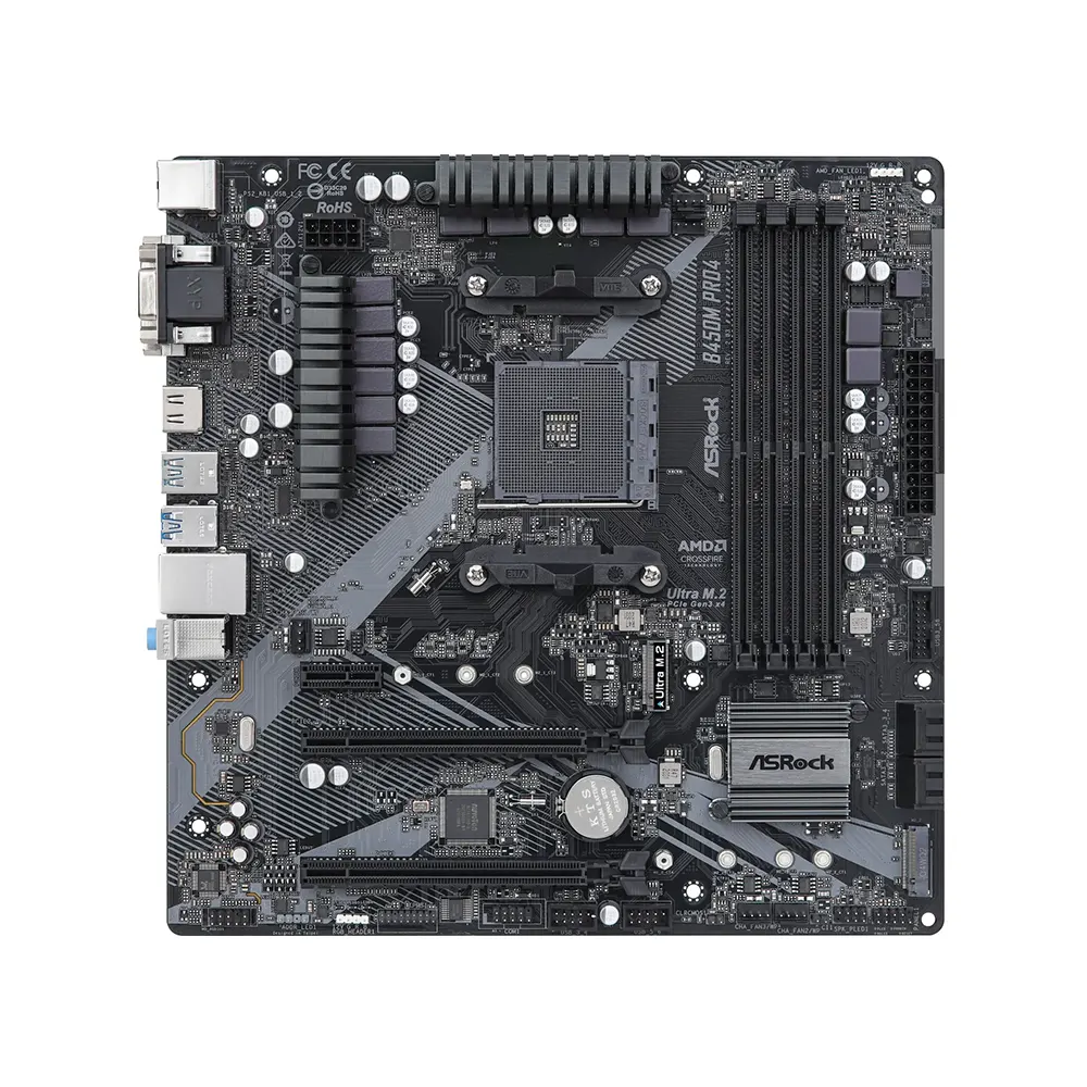 ASRock B450M Pro4 R2.0, AM4, DDR4 Дънна платка