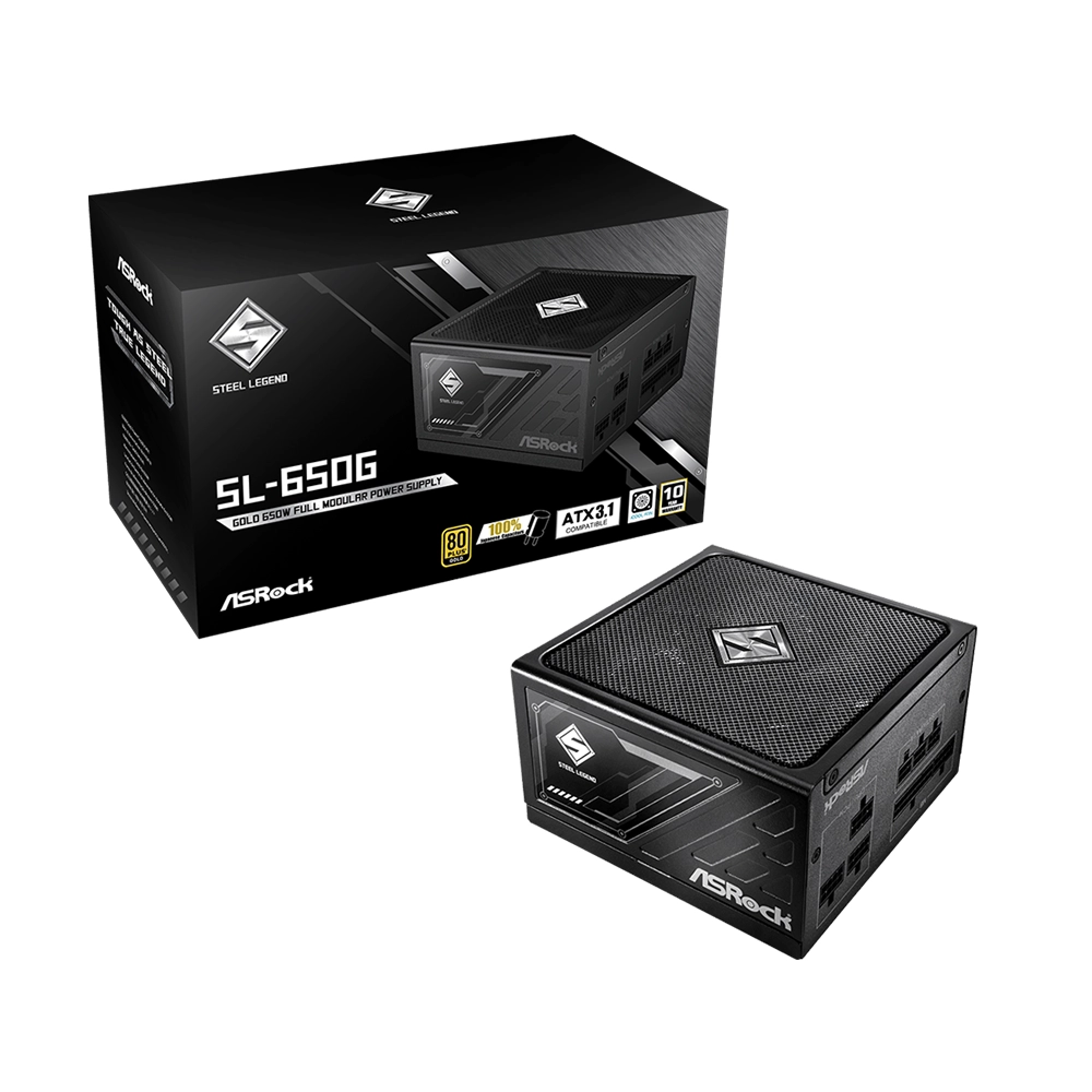 ASRock Steel Legend SL-650G 650W, 80 PLUS Gold, Модулно, ATX 3.1 Захранване за компютър