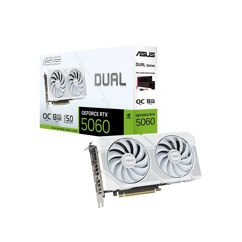 ASUS Dual GeForce RTX 5060 White OC Edition, 8GB GDDR7 Видео карта