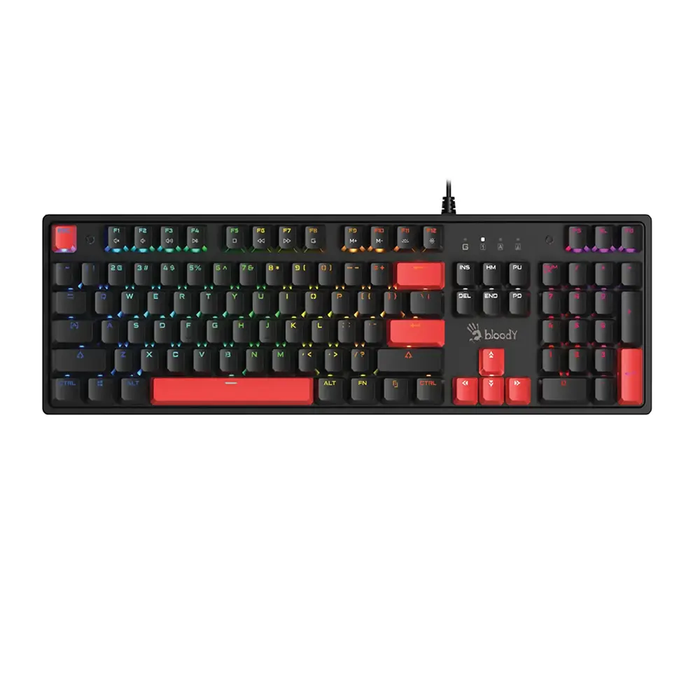 Bloody S520N Fire Black Механична геймърска клавиатура с BLMS Red Plus суичове