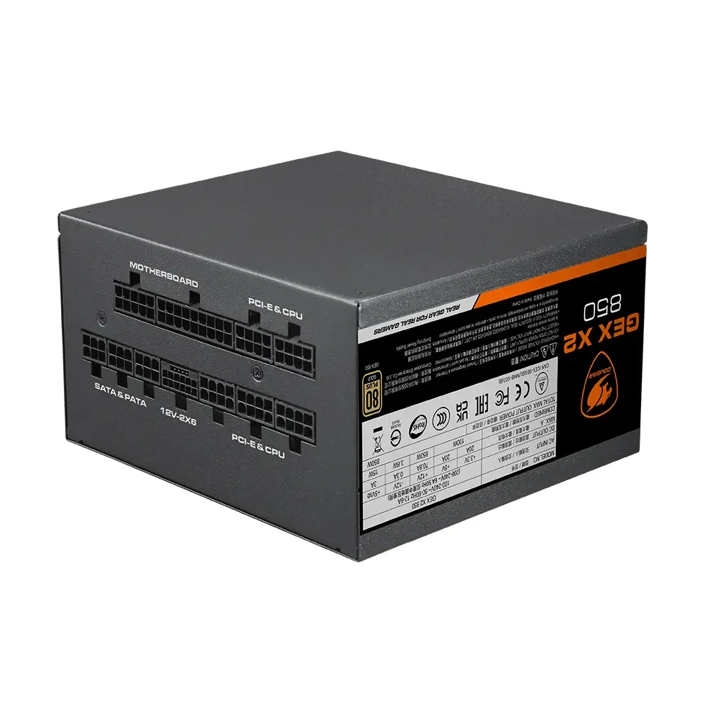 Cougar GEX X2 850W, 80 Plus Gold, Модулно, PCIe Gen 5.0, ATX 3.1 Захранване за компютър