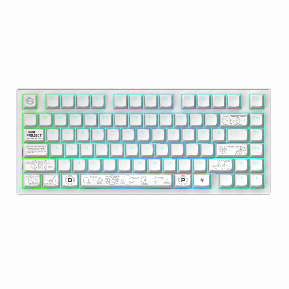 Dark Project ALU81A Terra Nova V2 White Wireless Безжична геймърска клавиатура с g3ms Moonstone суичове