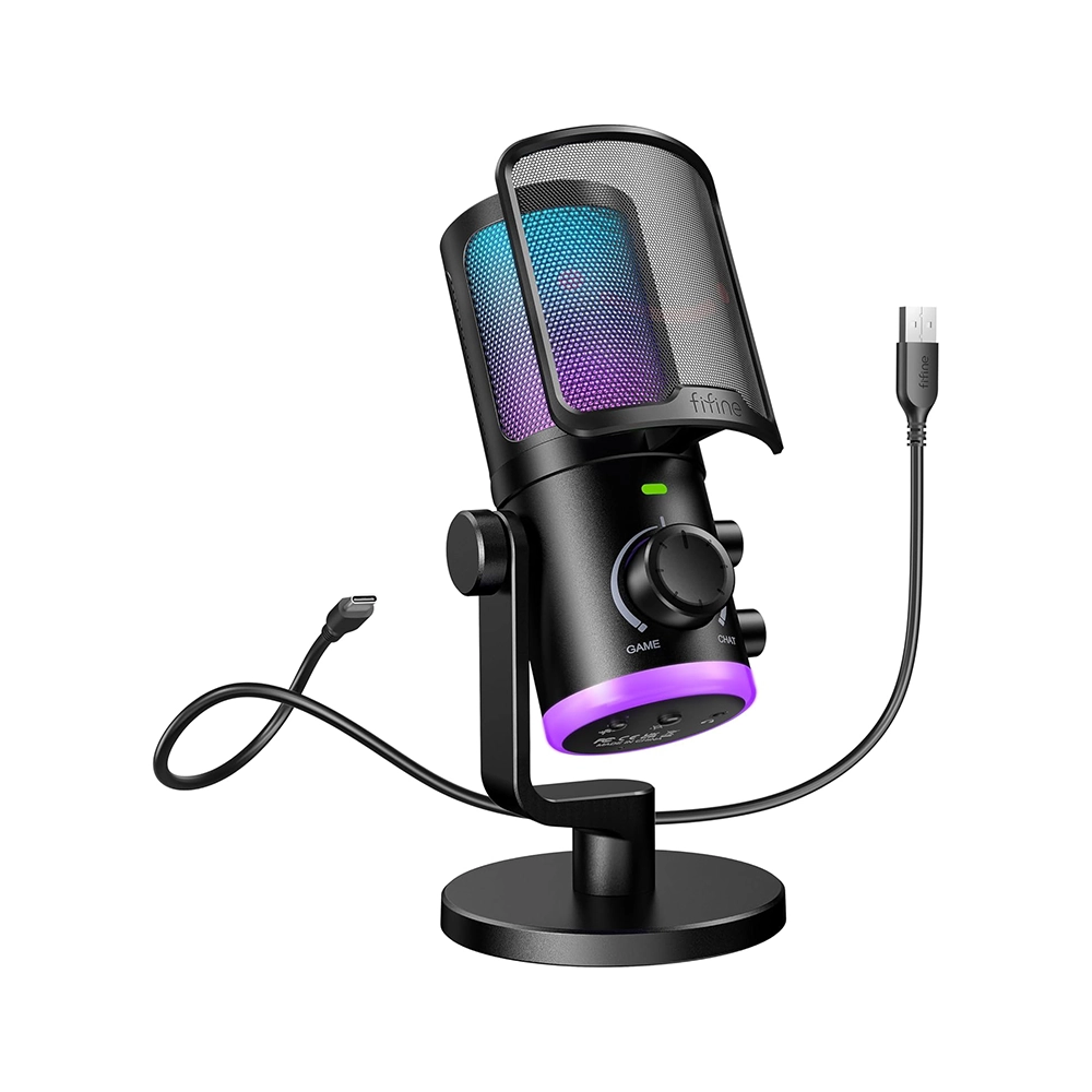 Fifine AM6 RGB Black Mикрофон за стрийминг