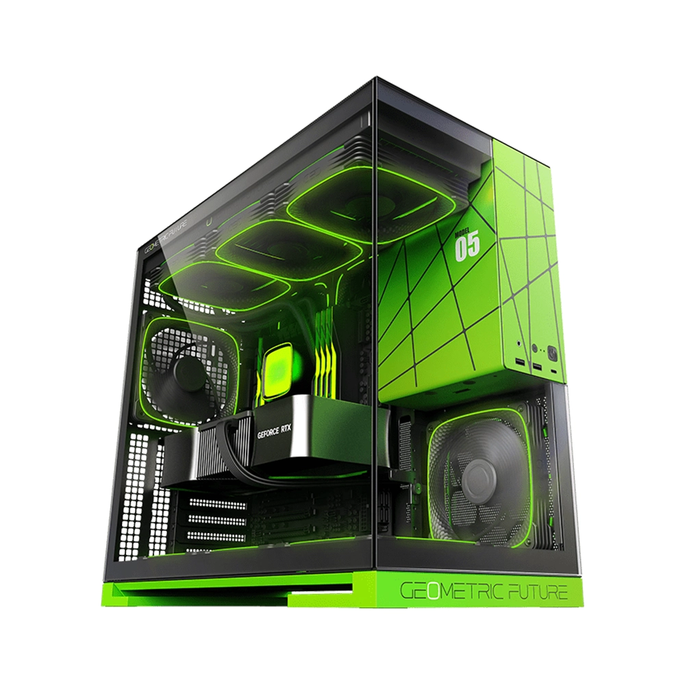 Geometric Future Model 5 Black/Green aRGB Nvidia Style Limited Edition Компютърна кутия