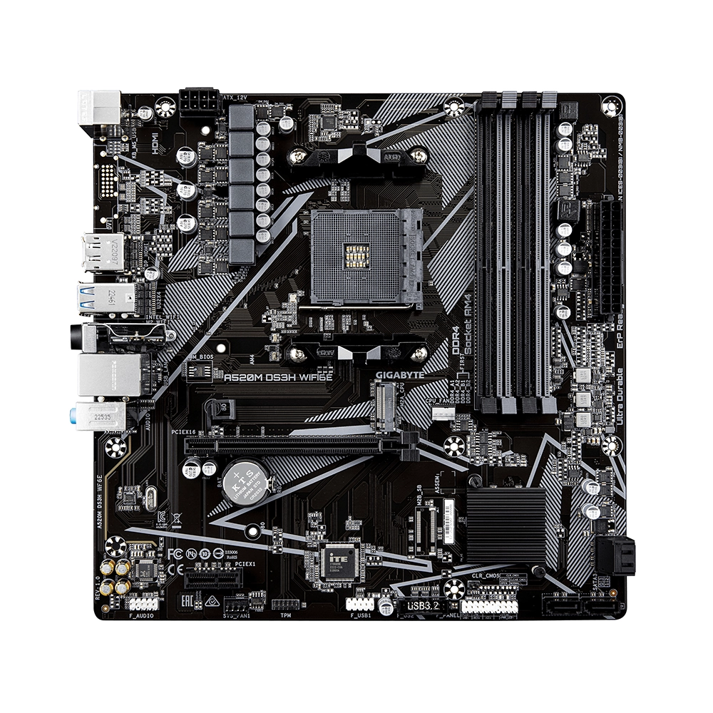 Gigabyte A520M DS3H WIFI6E, AM4, DDR4, Wi-Fi 6E Дънна платка