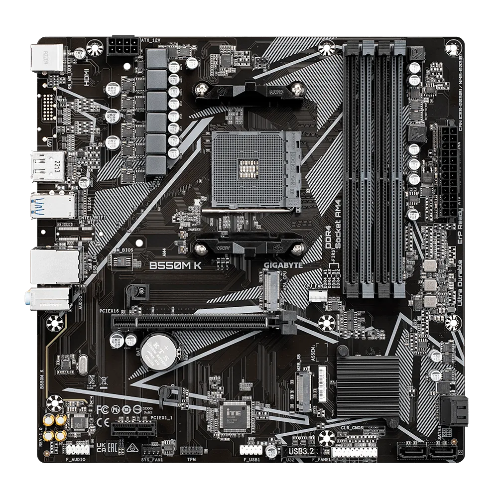 Gigabyte B550M K, AM4, DDR4 Дънна платка
