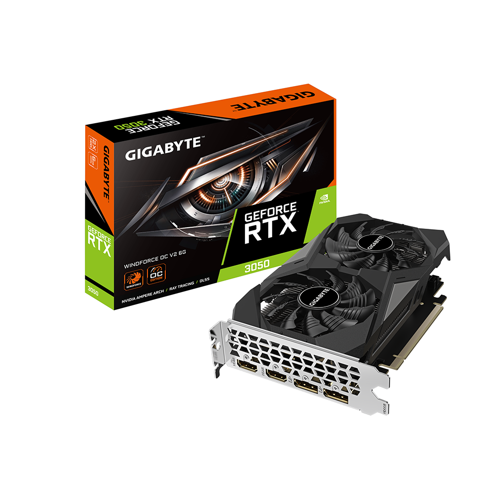 Gigabyte GeForce RTX 3050 WINDFORCE OC V2 Black/Silver 6 GB GDDR6 Видео карта