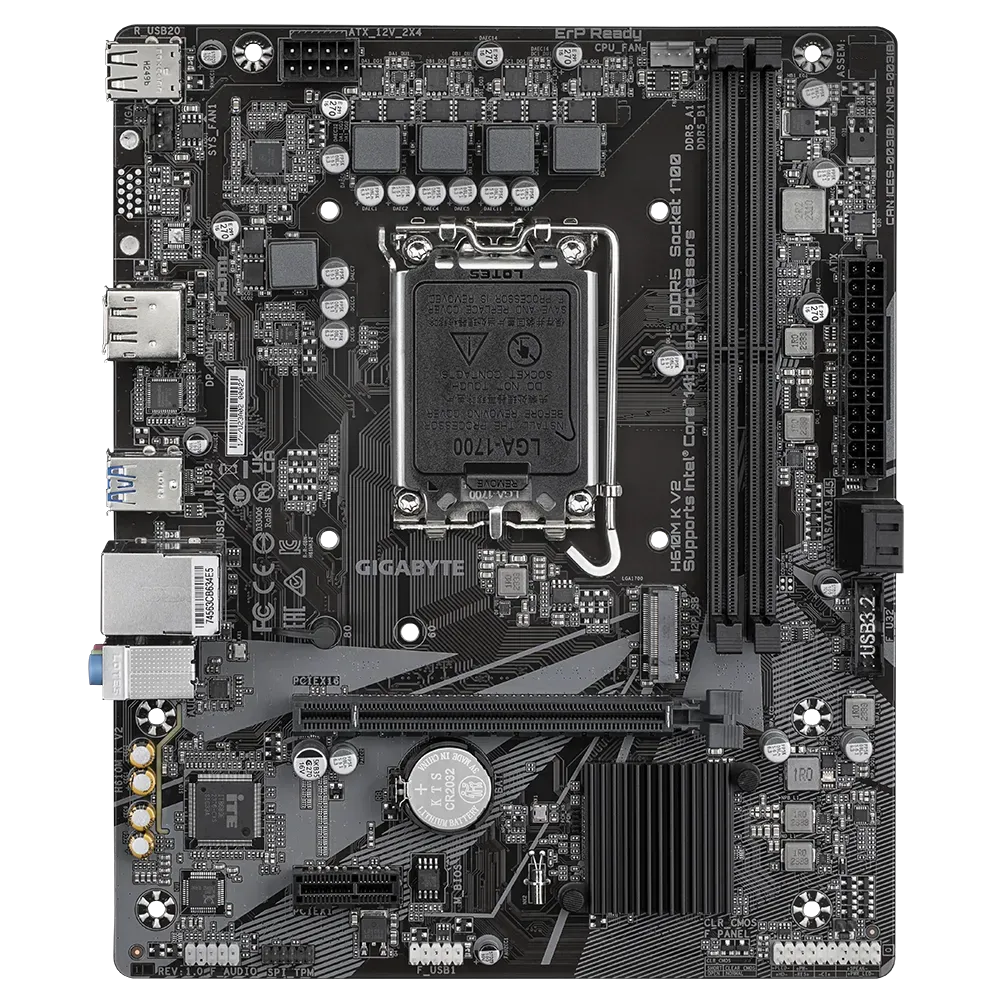 Gigabyte H610M K V2, LGA1700, DDR5 Дънна платка