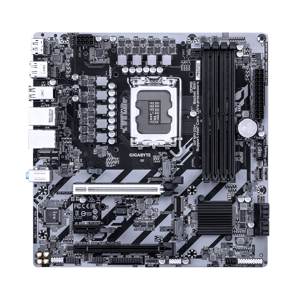 Gigabyte Q870M D3H, LGA1851, DDR5, 2.5GbE + GbE Дънна платка