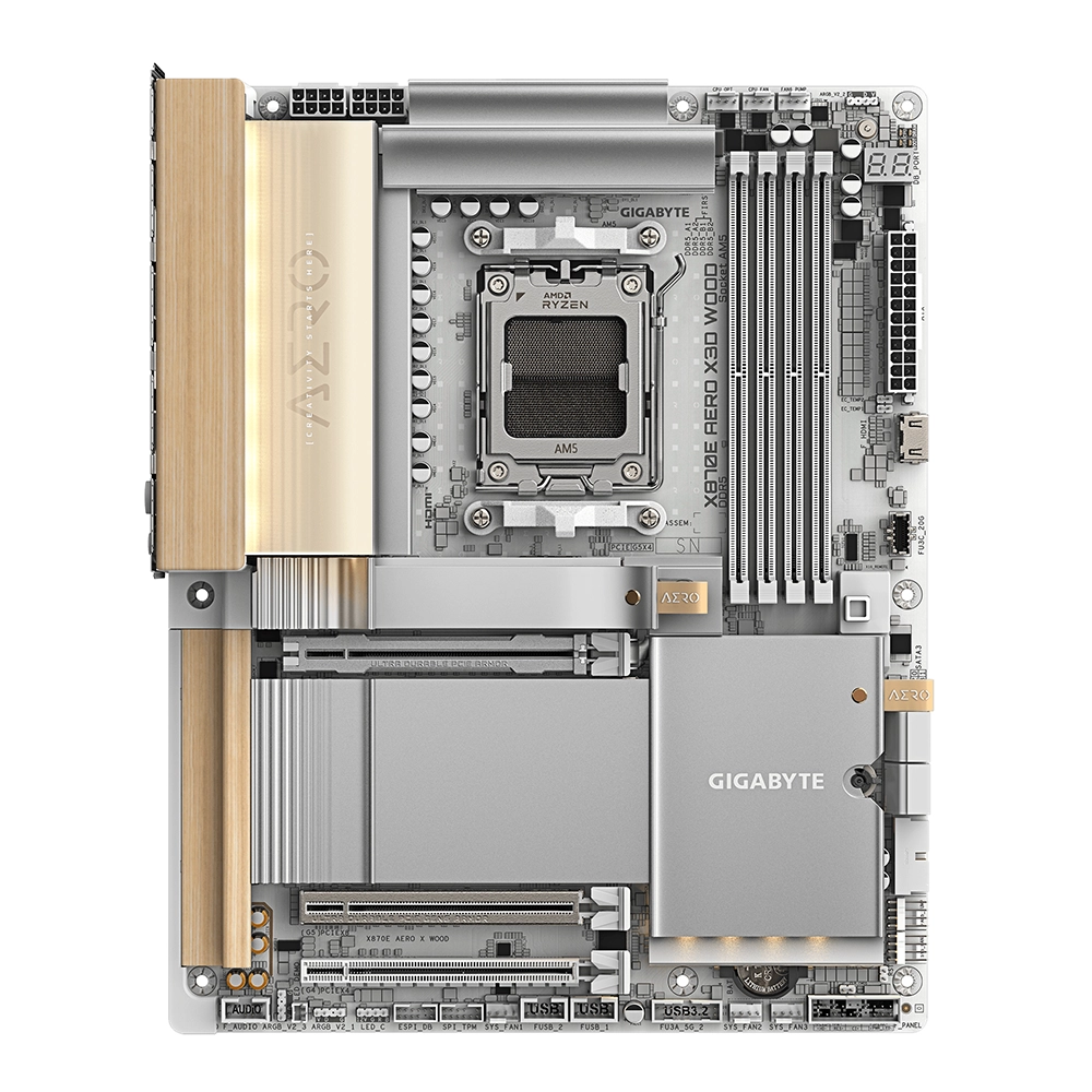Gigabyte X870E AERO X3D WOOD, AM5, DDR5, Wi-Fi 7, Dual 5GbE Дънна платка