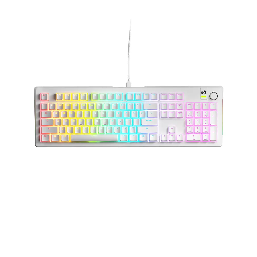 Glorious GMMK 3 Prebuilt 100% Hot-swappable White Геймърска механична клавиатура с Glorious Fox суичове