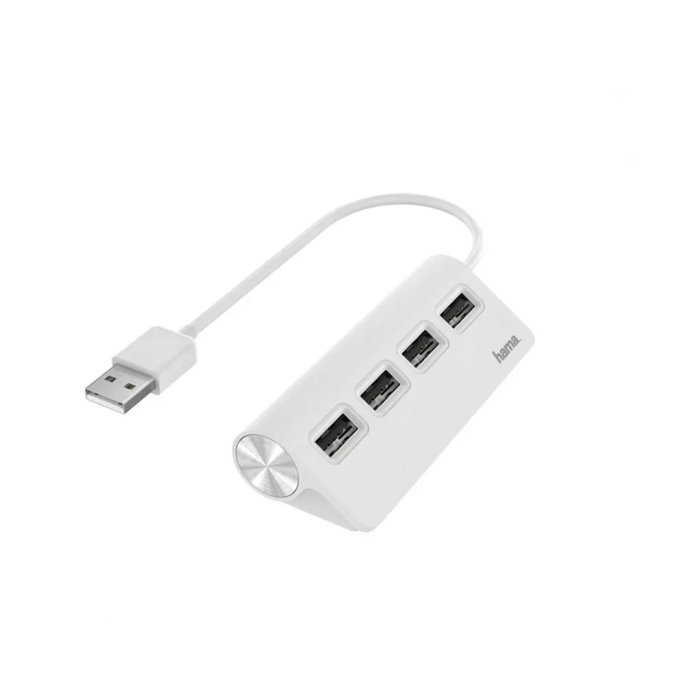 Hama 4-порта, USB 2.0, White Хъб