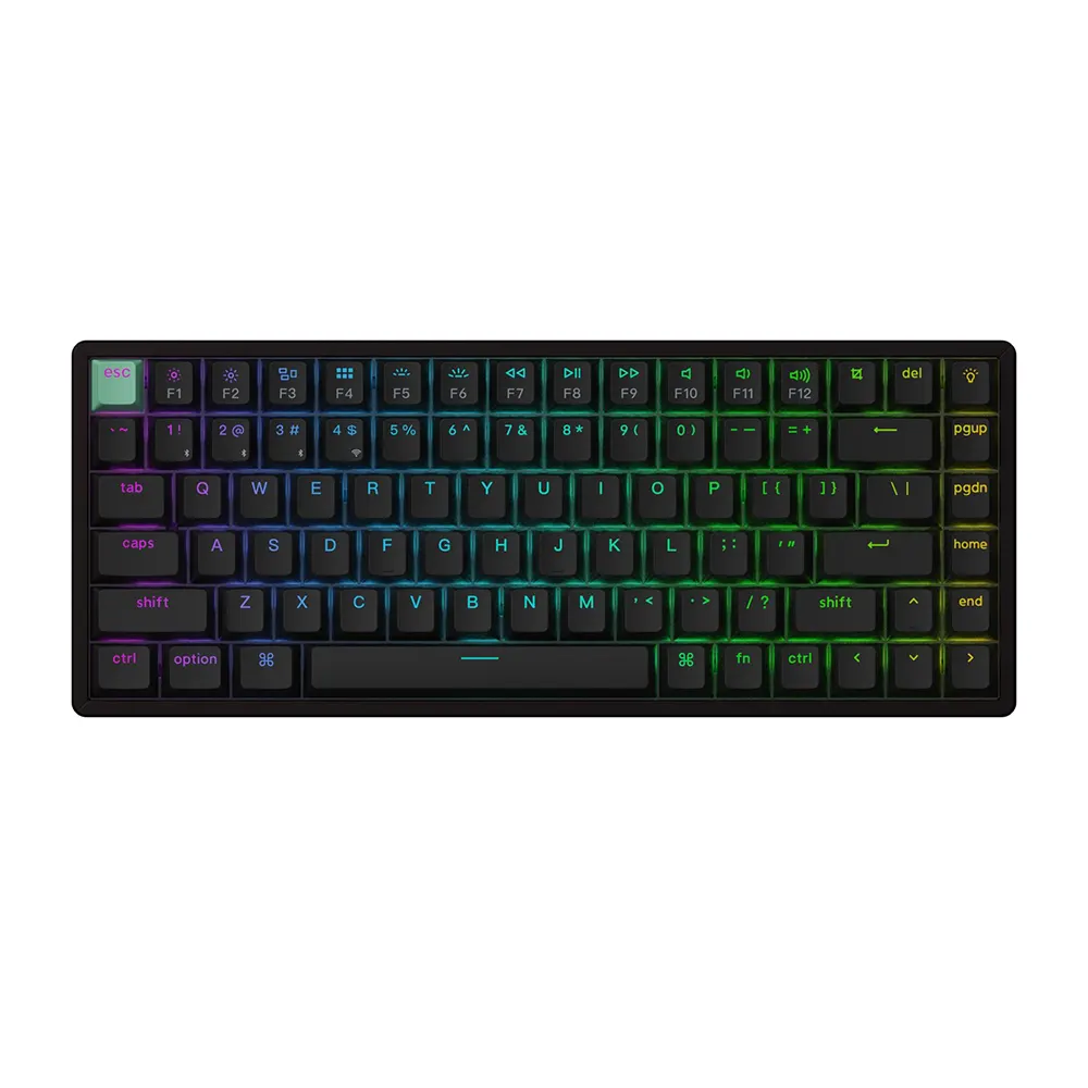 Keychron K2 HE Standart Edition Black QMK/VIA Hot-swappable Безжична геймърска механична клавиатура с Gateron Double-Rail Magnetic Nebula регулируеми суичове
