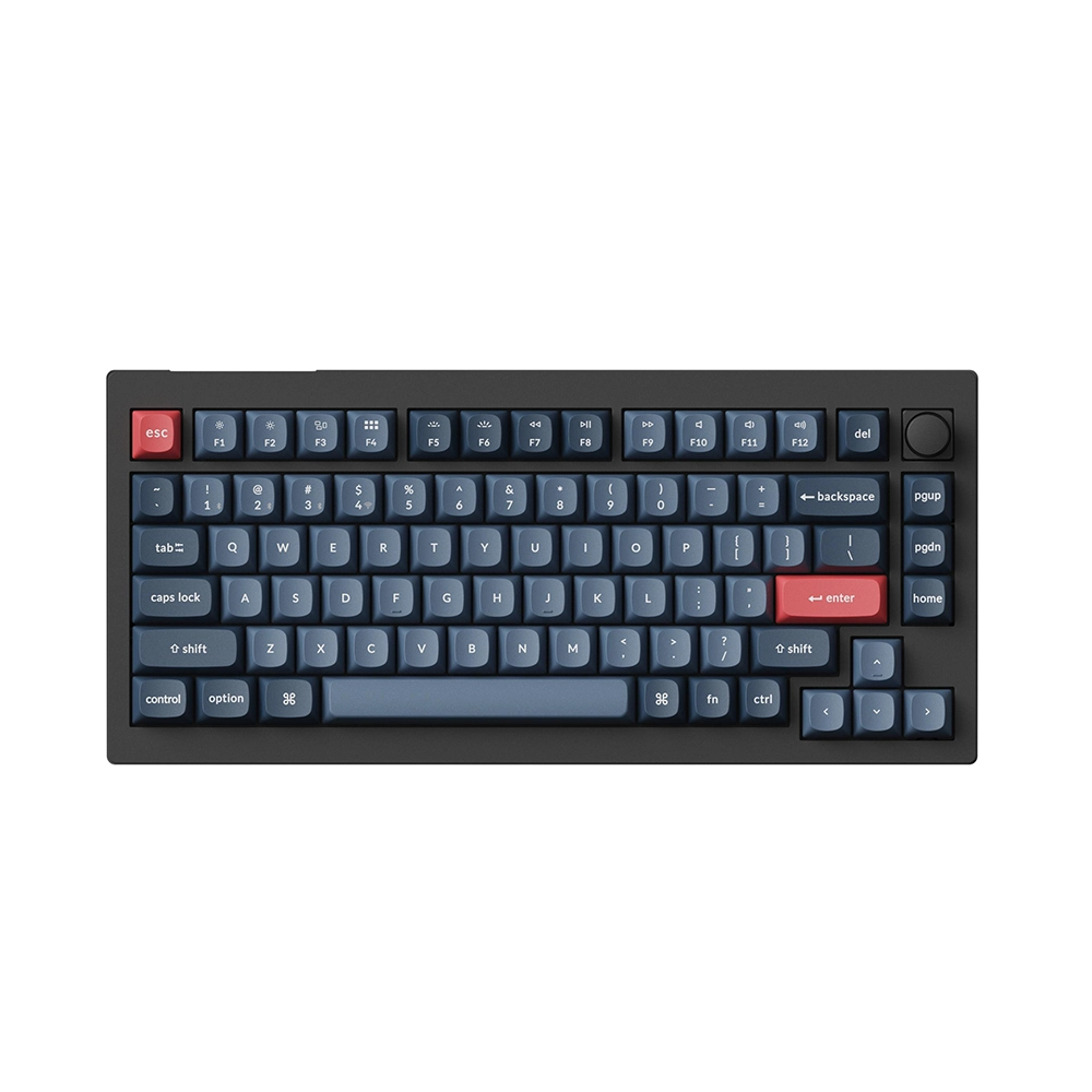 Keychron V1 MAX QMK/VIA 75% Carbon Black Безжична геймърска механична клавиатура с Gateron Jupiter Red суичове