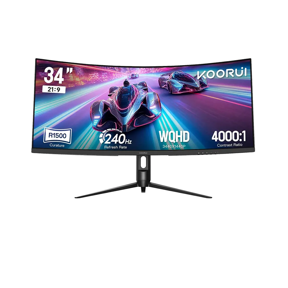 KOORUI G3441XC 34" VA, 240Hz, 1ms, 21:9 Ultra Wide QHD (3440 x 1440), AMD FreeSync Premium, VESA DisplayHDR 400, 1500R Извит геймърски монитор