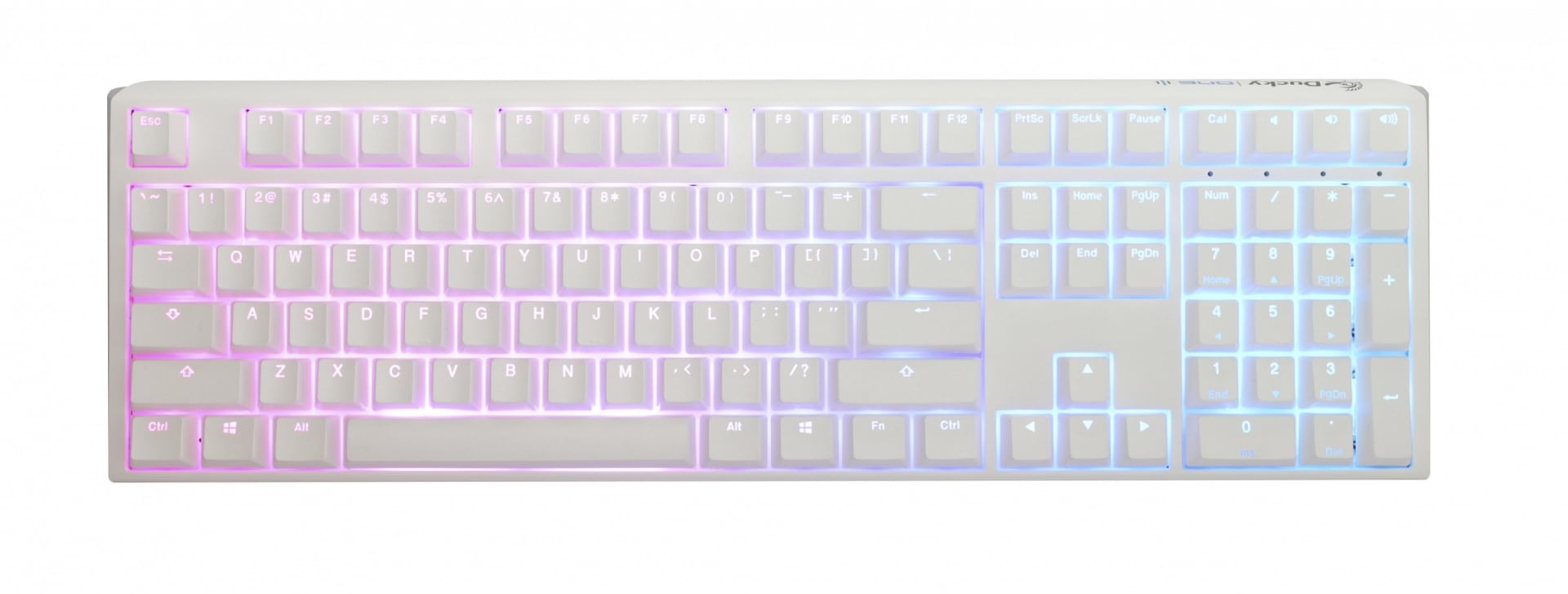 Ducky One 3 Full Size Pure White Hot-Swappable RGB Геймърска механична клавиатура с Cherry MX Black суичове