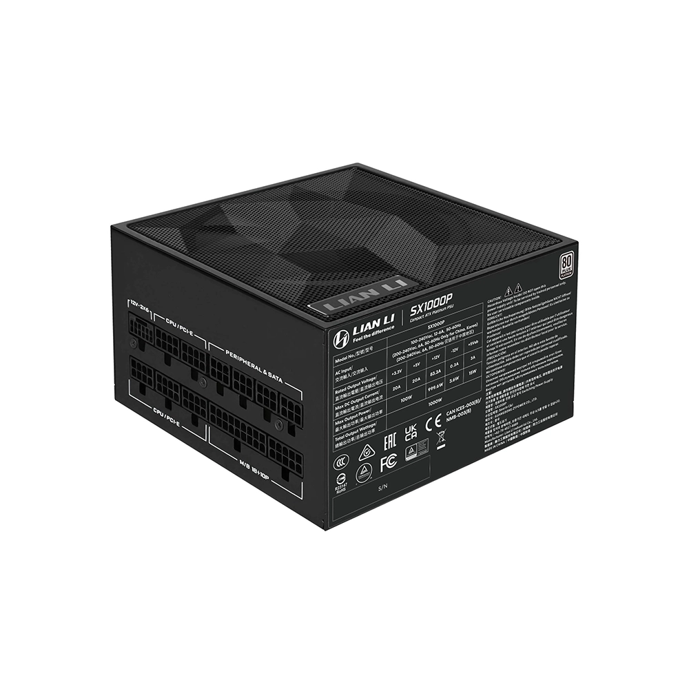 Lian Li SX1000P Black 1000W, 80 Plus Platinum, Модулно, PCIe Gen 5.0, ATX 3.1 Захранване за компютър