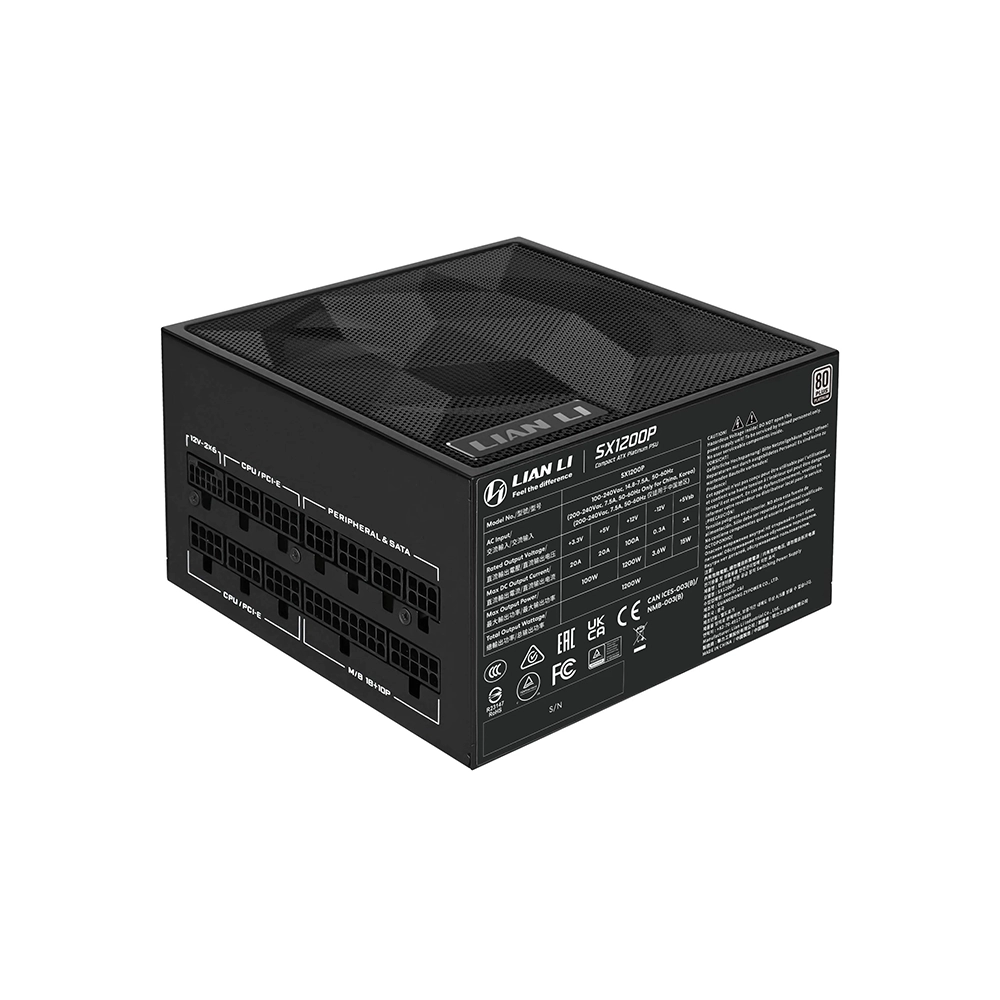 Lian Li SX1200P Black 1200W, 80 Plus Platinum, Модулно, PCIe Gen 5.0, ATX 3.1 Захранване за компютър