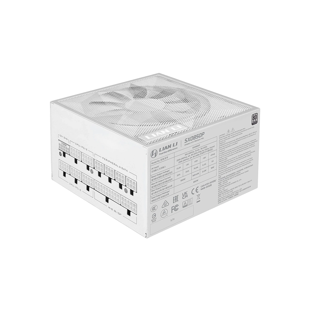 Lian Li SX850P White 850W, 80 Plus Platinum, Модулно, PCIe Gen 5.0, ATX 3.1 Захранване за компютър