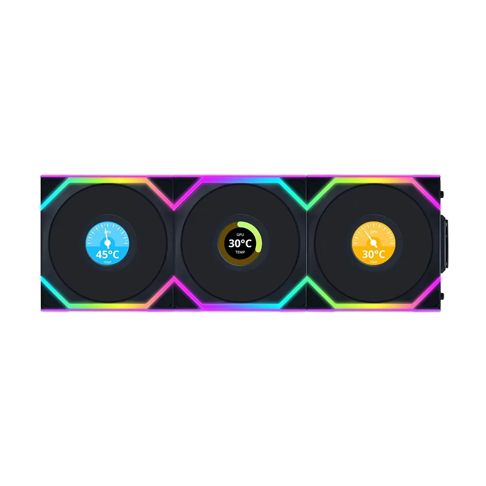 Lian Li UNI FAN SL Wireless LCD 120mm ARGB Black Reverse Комплект вентилатори (3 броя)