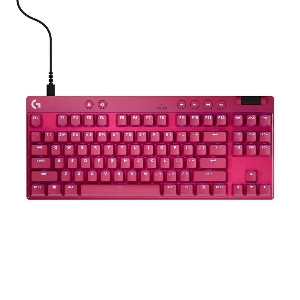 Logitech PRO X TKL RAPID Magenta Геймърска механична клавиатура с Logitech Magnetic Analog регулируеми суичове