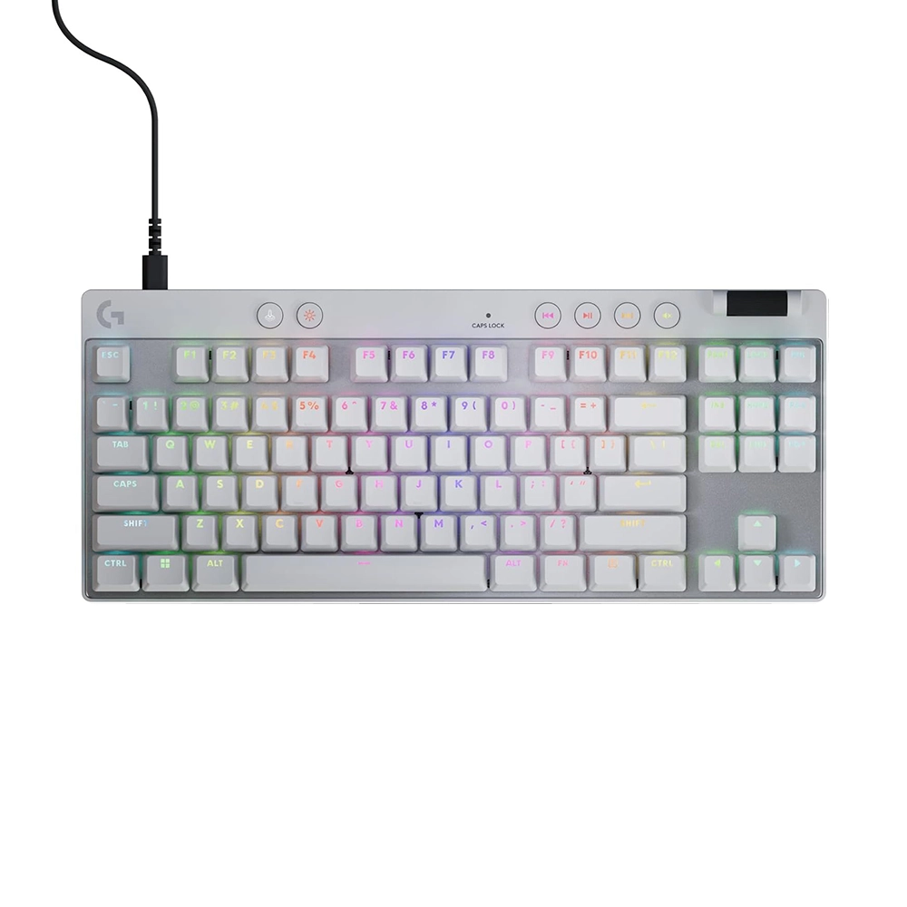 Logitech PRO X TKL RAPID White Геймърска механична клавиатура с Logitech Magnetic Analog регулируеми суичове