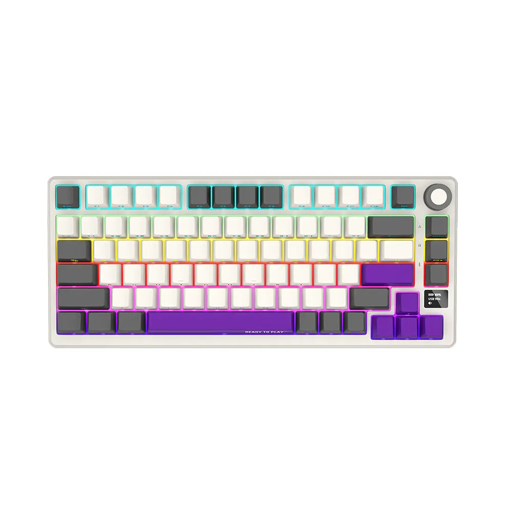 Lorgar KBP7075W Beige Безжична геймърска механична клавиатура с Lorgar Toxic Purple суичове