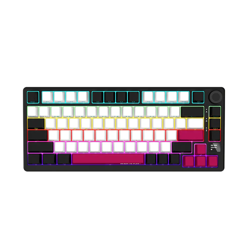 Lorgar KBP7075W Black Безжична геймърска механична клавиатура с Lorgar Toxic Purple суичове