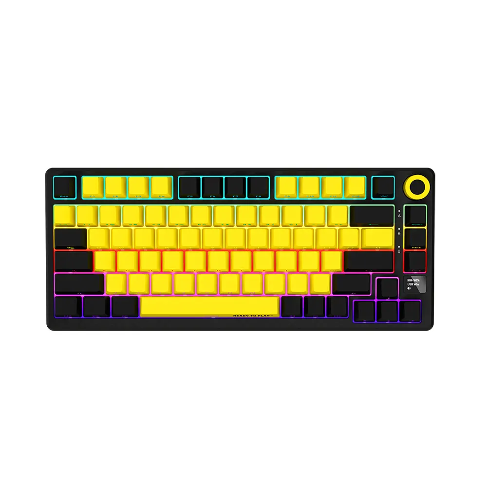 Lorgar KBP7075W Yellow Безжична геймърска механична клавиатура с Lorgar Toxic Purple суичове