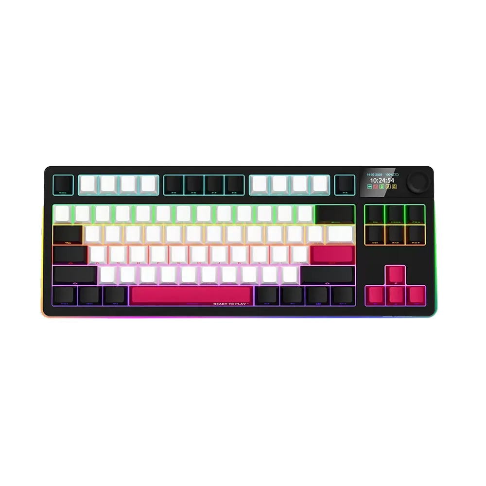 Lorgar KBP70TKLW Black Безжична геймърска механична клавиатура с Lorgar Toxic Purple суичове